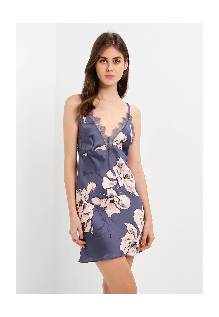 Hunkemoller Sd Satin Lily Bloom Sleepwear Mini Dress