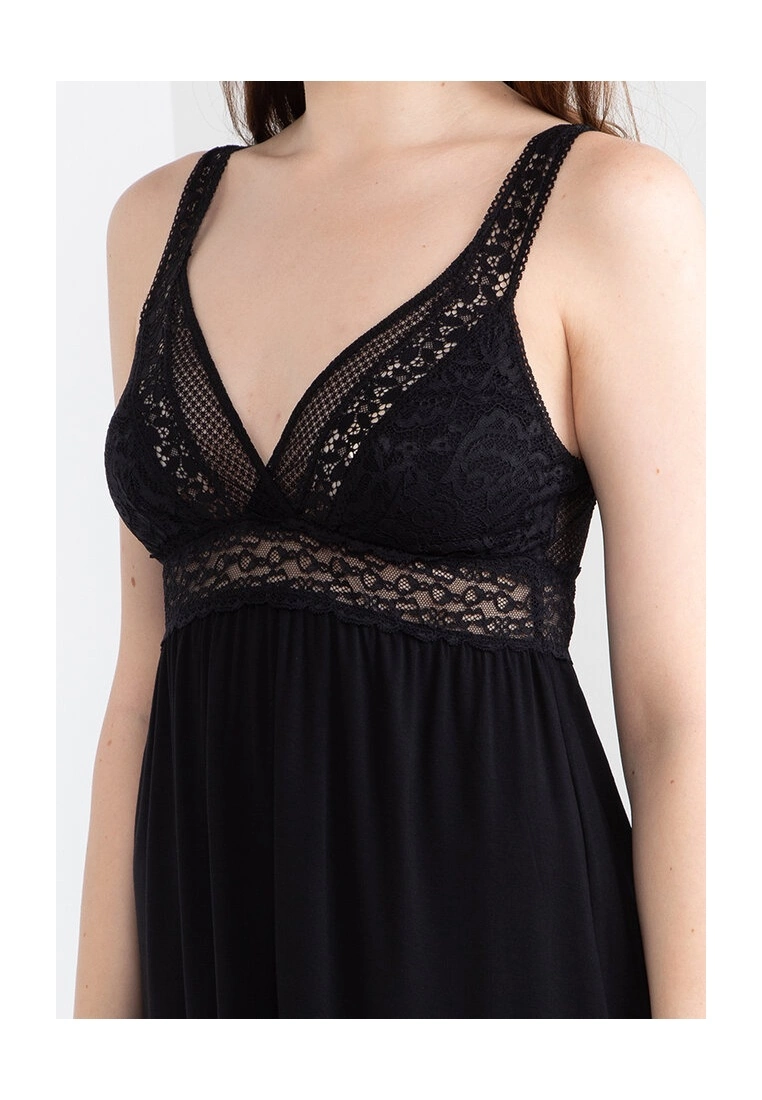 Hunkemoller Graphic Jersey Lace Slip Dress - Image 3