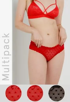 Hunkemoller 3-Pack V-Shape Brasilian Heart Flock Panties